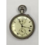 A rare Admiralty No.1 Chronograph pocket watch. Lemania calibre 19N centre seconds movement with sub
