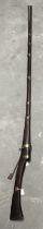 19th century Indian / NW Frontier matchlock jezail. With 7 brass bands, approximately .600 bore.