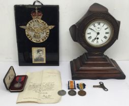 A WW2 RAF Pathfinder propeller boss clock, and other WW1/ WW2 items related to William Edward