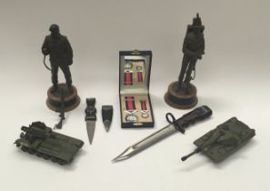 A British No.7 MK1 bayonet and other military related items. To included: a 1948 dated No.7 bayonet,
