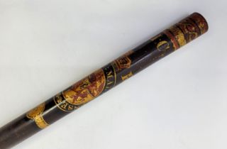 A William IV Edinburgh High Constable ebonised long wood stave, polychrome and gilt painted "E.H.C."