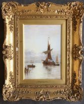G S Walters 1838-1924 watercolour maritime study, signed lower right, original gesso frame, 34cm x