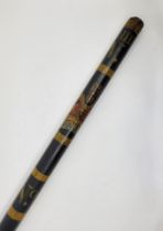 A William IV Oxford University ebonised wood long stave, polychrome painted to top "IIII" above "W.