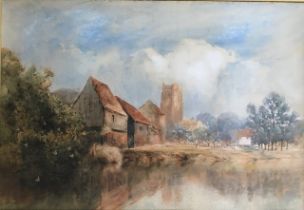 Louis Burleigh Bruhl 1861-1924 a very large watercolour, signed lower right, View of Suffolk, 76.5cm