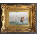 G S Walters 1838-1924 watercolour maritime study, signed lower left, original gesso frame, 25.5cm