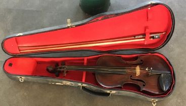 A 19th cent cased violin