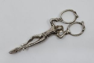 Victorian silver novelty "harlequin" sugar tongs, by John Figg, London 1872, of conventional form,