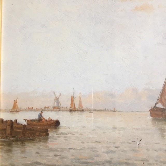 G S Walters 1838-1924 watercolour maritime study, signed lower right,  original gesso frame, 25cm - Bild 4 aus 6