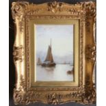 G S Walters 1838-1924 watercolour maritime study, signed lower right, original gesso frame. 34cm x