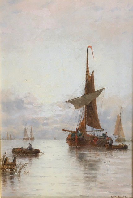 G S Walters 1838-1924 watercolour maritime study, signed lower right, original gesso frame, 34cm x - Bild 2 aus 6
