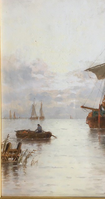 G S Walters 1838-1924 watercolour maritime study, signed lower right, original gesso frame, 34cm x - Bild 4 aus 6