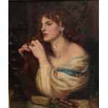A 19th century Victorian oil on canvas portrait of a young lady, 46cm x 38cm