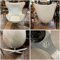 Egg Chair, Scandinavian in need of deep clean but otherwise in solid condition.  Stamped with letter