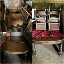 Heavy barley twist legged table with windout extensions (needs bracket refixing)  measures 155