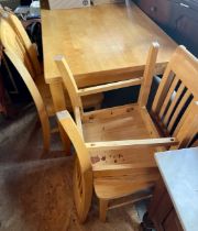 A recent beech kitchen table and chairs.  SIZE