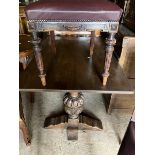 Oak refectory table and 4 leather chairs (untested but assumed leather)  refectory base with