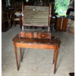 Inlaid hall table and vanity mirror  74cms h x 40cms d x 91cms w