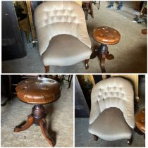 Leather stool and slipper chair
