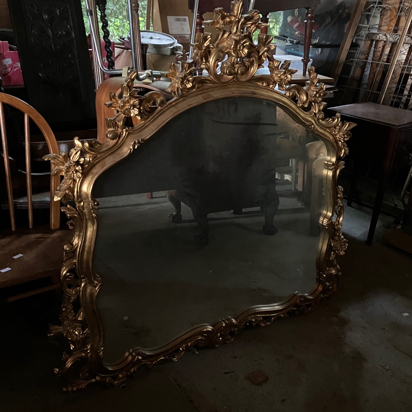 Large ornate  Golld framed mirror 115cms h x 105cms w