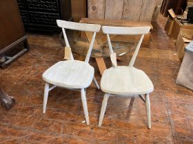 Pair of Childrens chairs in painted white finish, Pair of grey and white painted  chairs with reeded
