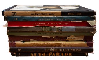 Automobile Year, Nos. 4, 5, 6, 7, 8 & 9, 1957-62, five in worn dust-jackets; Annual Automobile