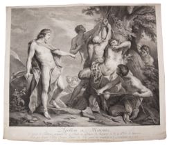 A collection of antique prints to include [Marsyas Flayed by the Order of Apollo], engraved by Simon