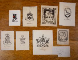 Bookplates. A collection of approximately 500 bookplates individually mounted on paper, some