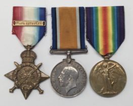 A WW1 1914 star and clasp trio, awarded to 5231 Pte J.E.Kennedy 7th Dragoon Guards. To included: the
