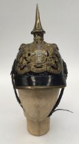 A M1871 Pattern Imperial Bavarian Reserve Officers Pickelhaube. Patent leather skull with