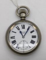 A H. Williamson Ltd Admiralty pocket watch, likely WW1 era. White dial with Roman numerals, blued