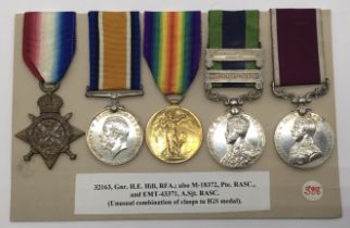 A WW1 1914 Star / India General Service, and Long Service Group, awarded to Gnr Harry Edward Hill of