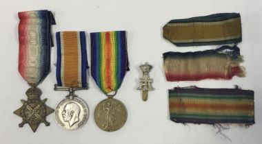 A WW1 1914 star trio, awarded to 4843 / 5093 Pte / Cpl James H. Jones of the 19th Hussars. To