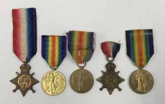 A selection of British WW1 medal singles, with some issued to casualties. To include: A Victory