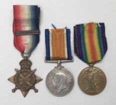 A 1914 Mons star and clasp trio, awarded to S.Sth Cpl J.Welsh of the 1st Royal Dragoon Guards, and