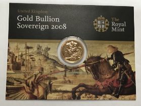 Royal Mint 2008 Gold Bullion Sovereign on Original Presentation Card. (#)