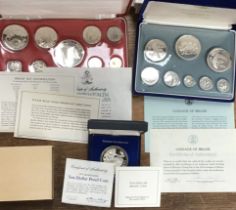 Full Proof Sterling Silver Belize 1974 Set, 1974Part Silver Proof Coin Sets of Barbados with