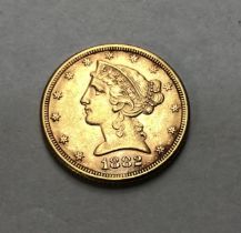 American 1882 Gold $5, 8.36g