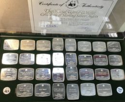 Hallmarked Sterling Silver ‘World Wildlife Fund’ 30 Ingot Collection in Original Display Case with