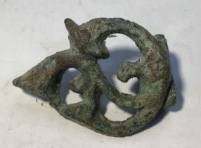 Roman Bronze  sprung openwork Trumpet brooch/fibula 2nd/3rd Century. Pin missing.