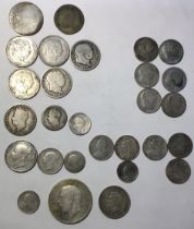 Collection of Milled British Silver Coins including George I Shilling, 6 x George III Shillings