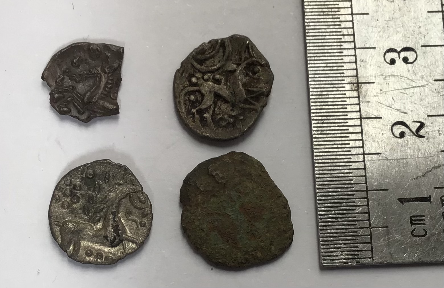Iceni Silver Unit coins and a Bronze Cunobelin Ae warrior type.