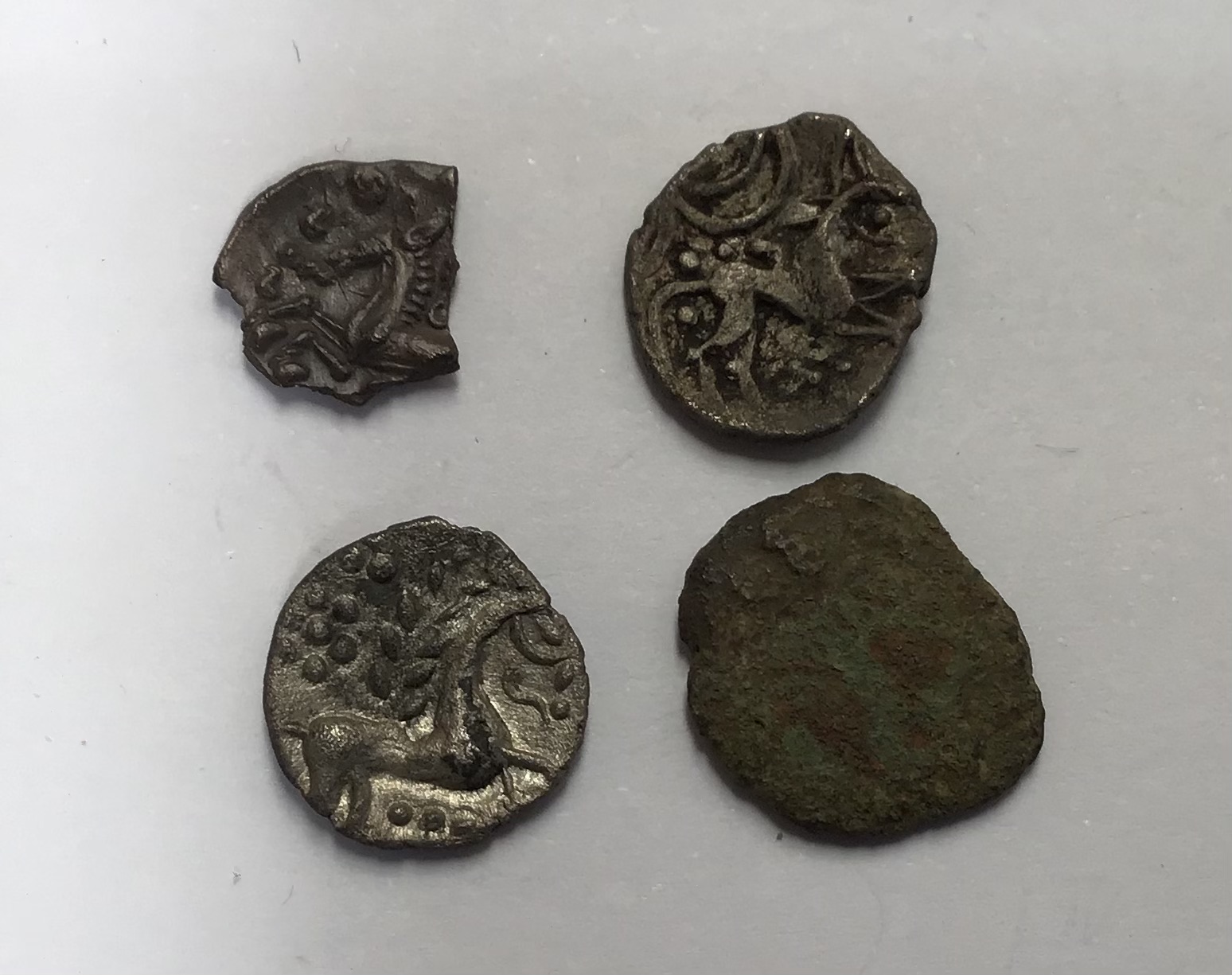 Iceni Silver Unit coins and a Bronze Cunobelin Ae warrior type.