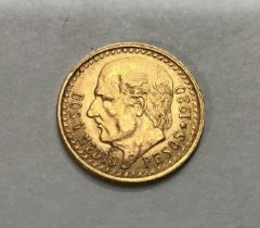 Mexican 1920 Gold 2.5 Pesos.