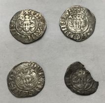 Four Edward I Silver Pennies, Two London Mint, Two Durham Mint.