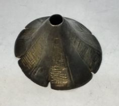 Medieval gilt silver belt mount in the form of a sexfoil, conical with slightly concave sides, and