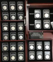 Silver Morgan & Peace Dollar 28 Coin Collection Sealed in PCS Plastic cases in Presentation Wooden