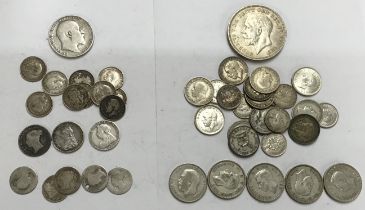 Collection of Pre 20 (40.5g) & Pre 47 (102g) Silver Coins, including Edward VII Florin, George V