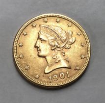 American Gold 1901 $10 Eagle (higher grade).