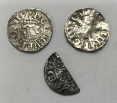 Henry III Silver Voided Long Cross Pennies, Two Full one Cut Half, all Class 3 variants, Moneyers of