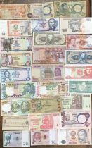 Large collection of World Banknotes, including Congo, Peru, Ghana, Gambia, Ecuador, Zairean,